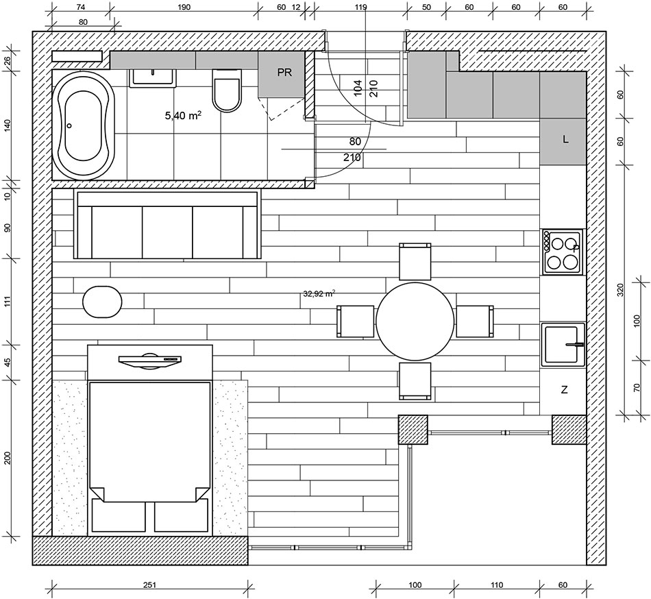 Plan minimalistycznego mieszkania